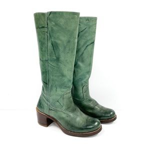 Frye Marbled Green Campus Boots Size 6
